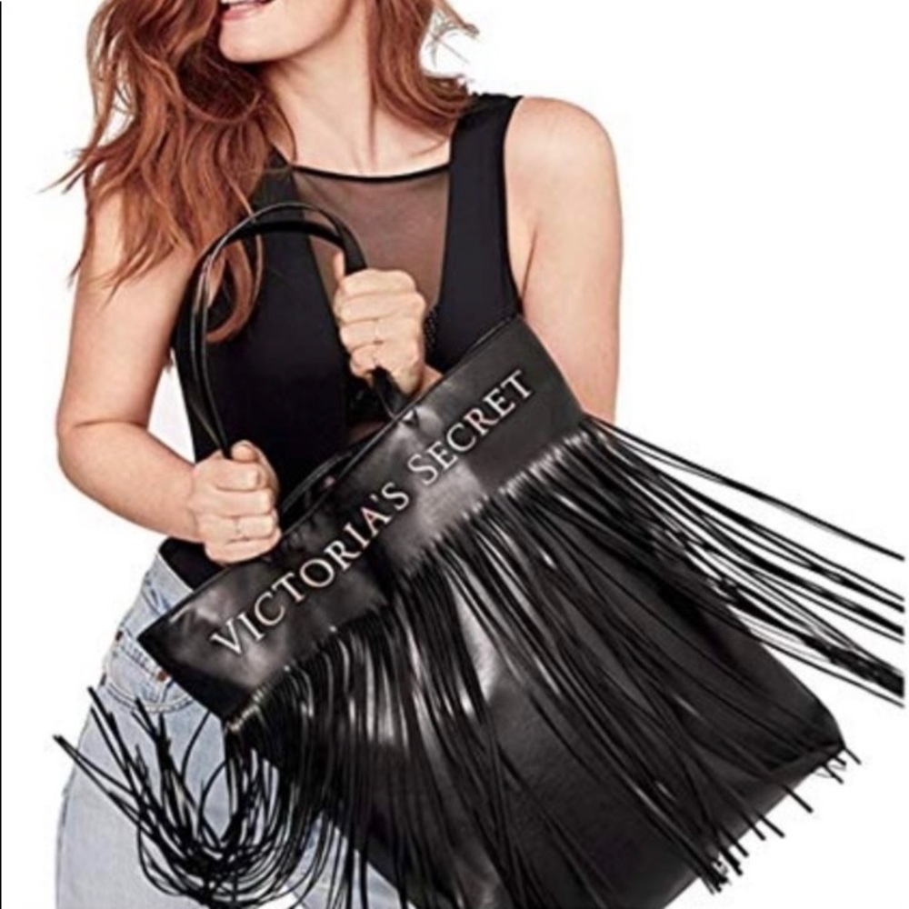 NWT Victoria’s Secret bag w/tassels/fringe black